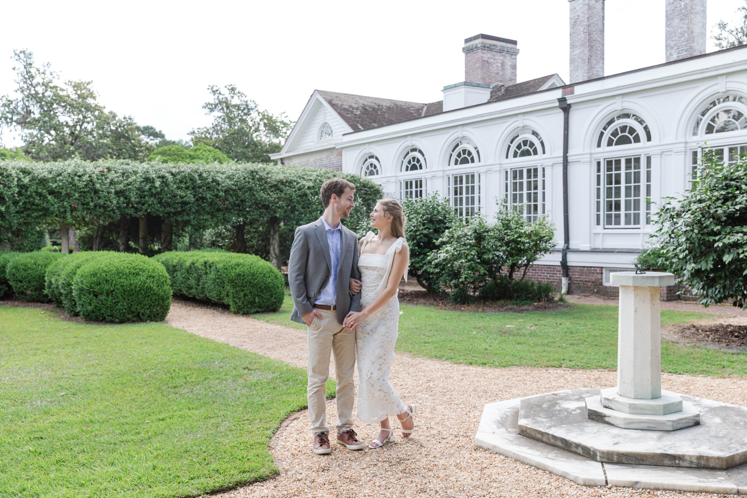 couple by fountain in Prebble Hill