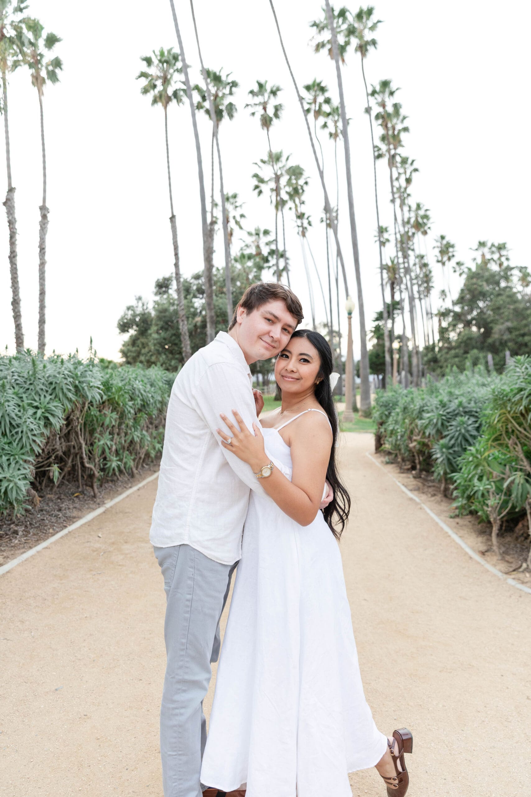 couple in santa monica rose garden